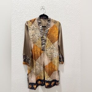Multicolor Patterned Long Sleeve Tunic shirt for Eid/Party wear